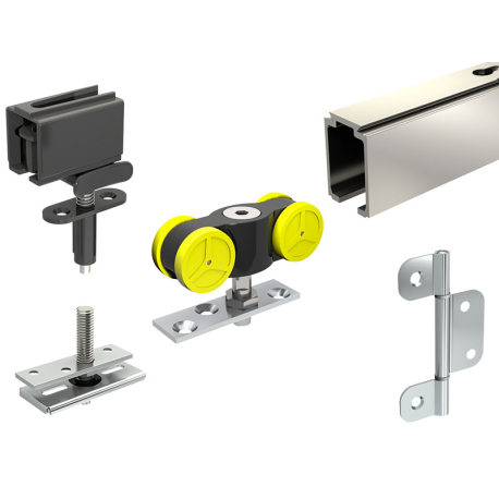 Serie TANGO Falt-Schiebetürsystem, Bausatz mit Aluminiumschiene L 150 cm, 1 Tür bis 40 kg, geeignet für Innenbereich