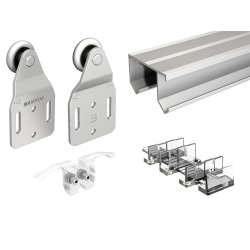 Serie TUBEL Schiebetürsystem, Bausatz mit Aluminiumschiene L 194 cm, 2 Türe