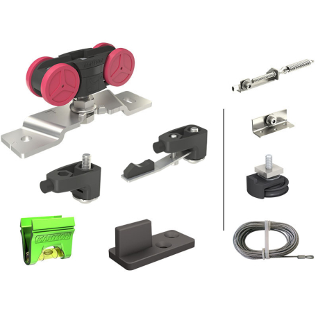 Serie SAF-EVOLUTION Schiebetürsystem, Satz Synchronisationsteile, 2 Türen bis 80 kg, geeignet für Innenbereich